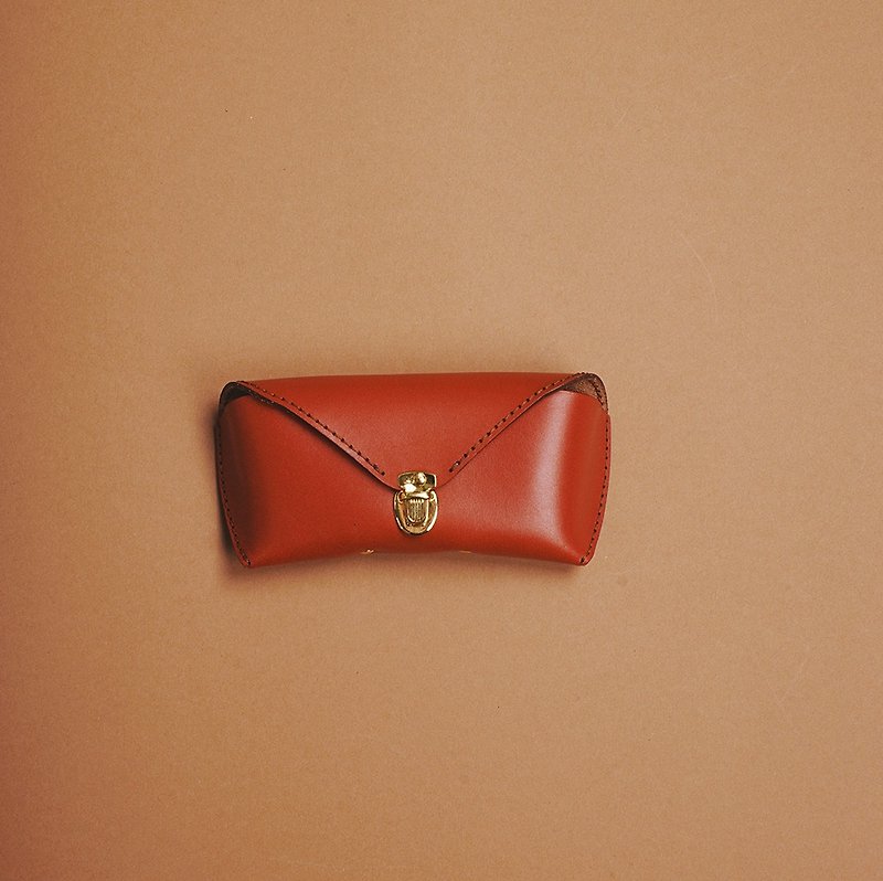 Vegetable tanned glasses case orange red spectacles case fete - Leather Goods - Genuine Leather Red