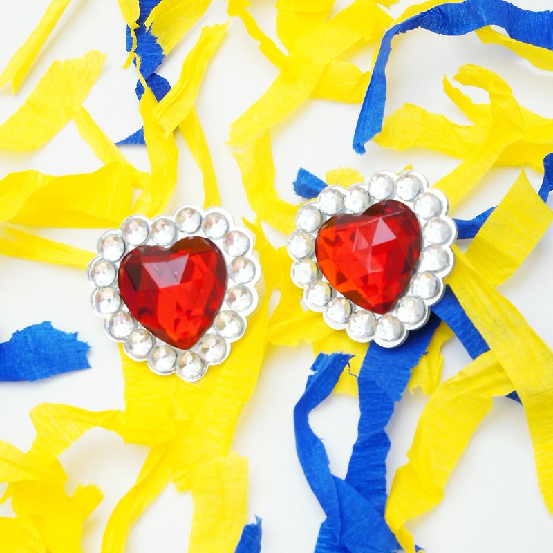 ARTERY red love Gemstone earrings - Earrings & Clip-ons - Acrylic Red
