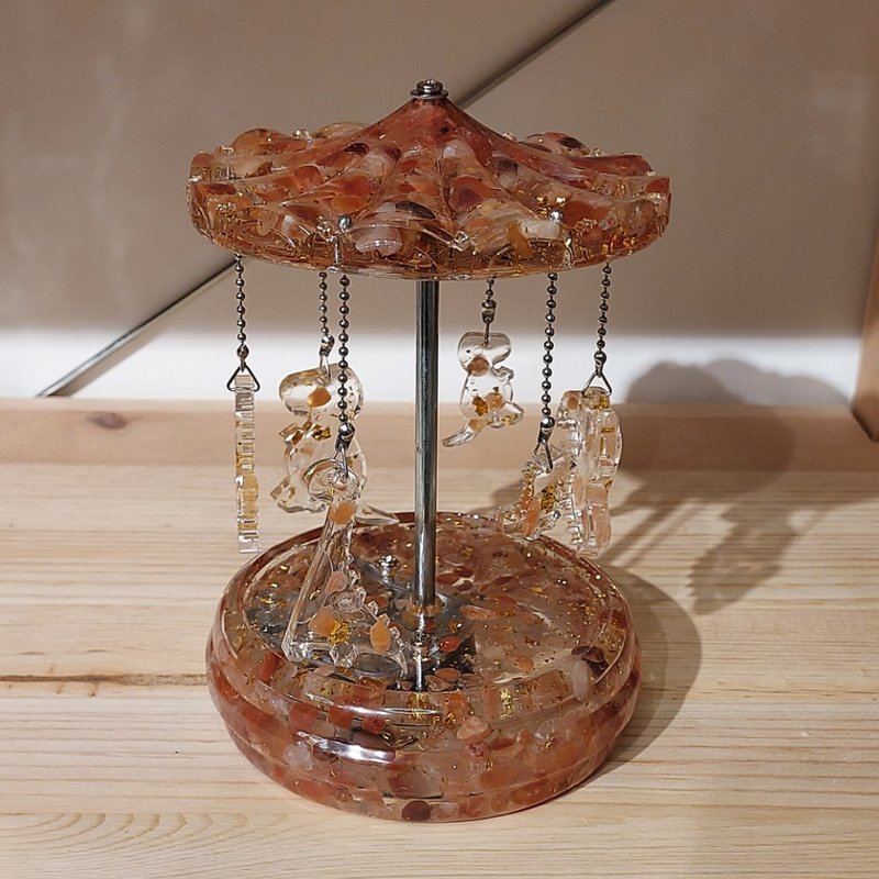紅兔毛水晶旋轉音樂盒 - 音樂天空之城 - 擺飾/家飾品 - 水晶 