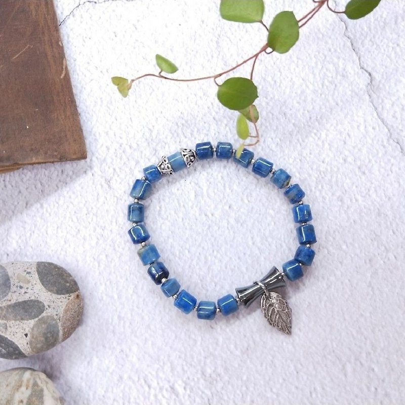 Bracelets. Lapis lazuli*Black gall stones*Leaves wild bracelets - สร้อยข้อมือ - เครื่องเพชรพลอย สีน้ำเงิน