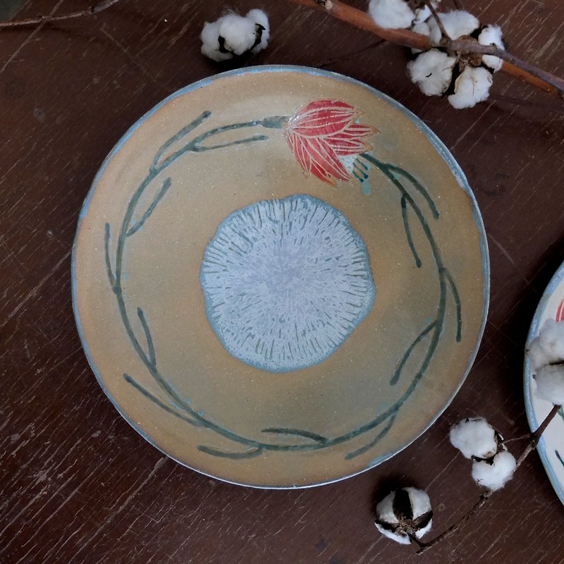 Dawn big plate / flower - Other - Pottery 