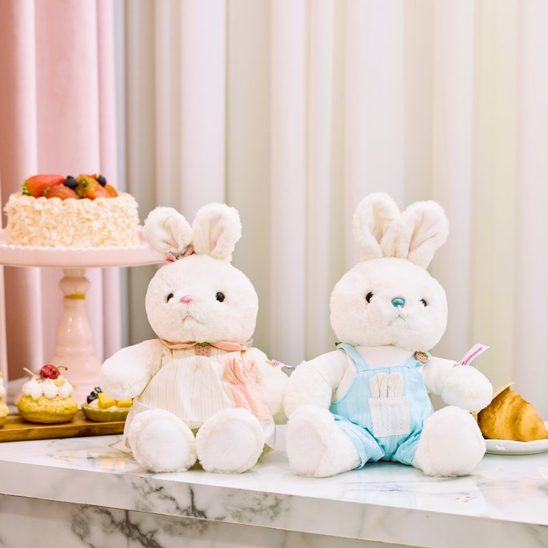 CANDY BEAR 情侣兔 男生款 35cm 天藍色吊帶衫 - 公仔/玩偶 - 聚酯纖維 藍色
