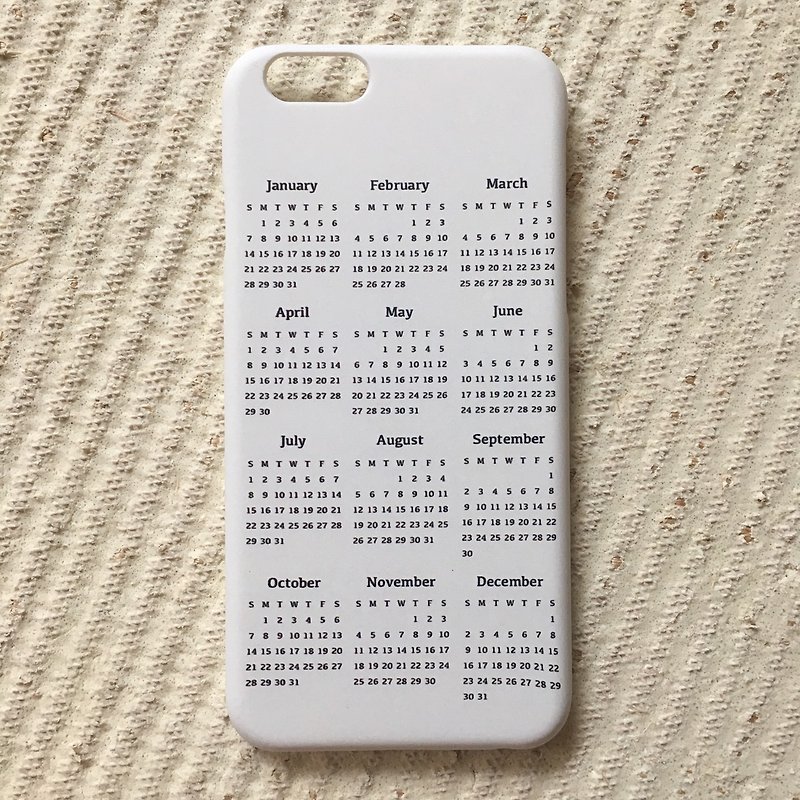 2018月曆calendar/硬殼/文字手機殼iphone,HTC,Samsung,Sony,Zenfone,Oppo,小米 - 手機殼/手機套 - 塑膠 白色