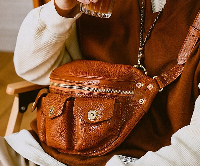 Custom Handmade Vegetable Tanned Brown Leather Backpack, Shoulder