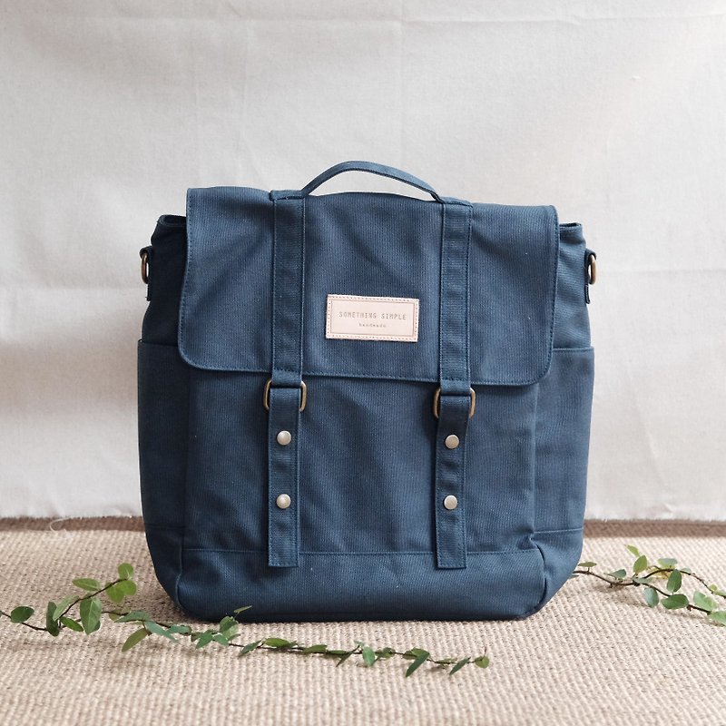 KELLY - canvas backpack / messenger bag (navy) - Messenger Bags & Sling Bags - Cotton & Hemp Blue