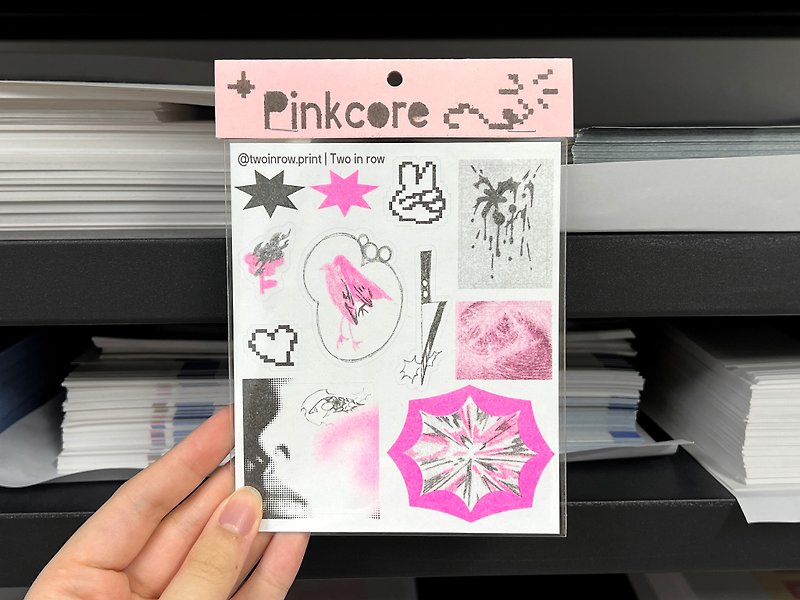 Pinkcore - Risograph Sticker sheet - Stickers - Paper 