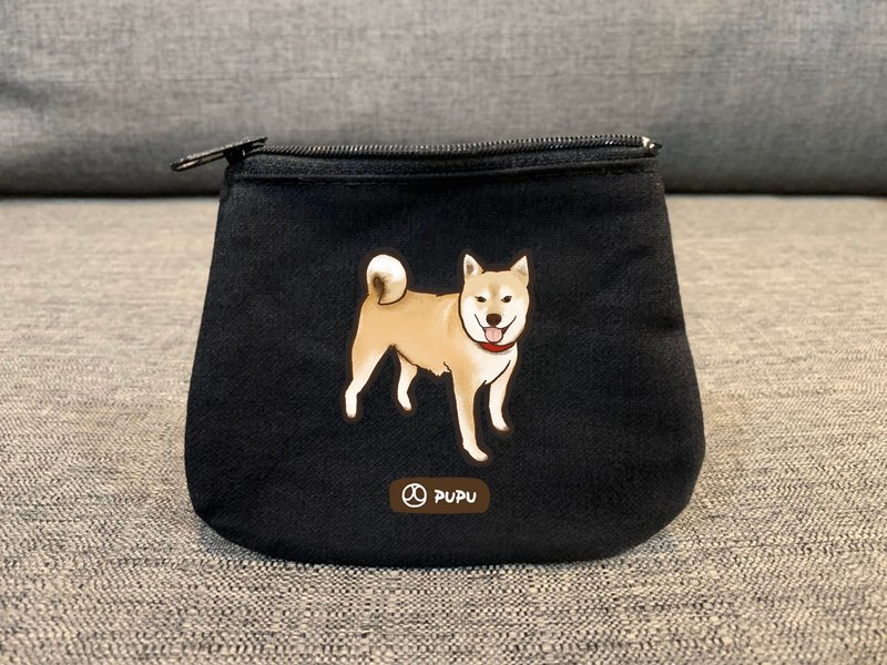 柴犬站著--零錢包--台灣製棉麻-拉鍊-鈔票卡片-環保-蒼蠅星球 - 零錢包/小錢包 - 棉．麻 咖啡色