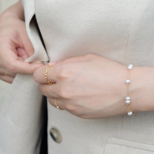 Beau Jewelry 經典泡泡大珍珠手鍊 14K 包金