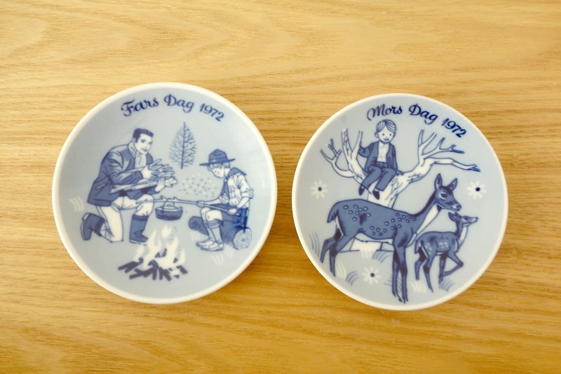 Nordic Norway Porsgrund1972年纪念小盘 // _ Father's Day Mother's Day - Wall Décor - Porcelain Blue