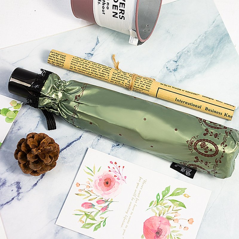 雙龍小薔葳蕾絲抗UV超輕細自動開收傘晴雨傘折傘陽傘 - 雨傘/雨衣 - 防水材質 綠色