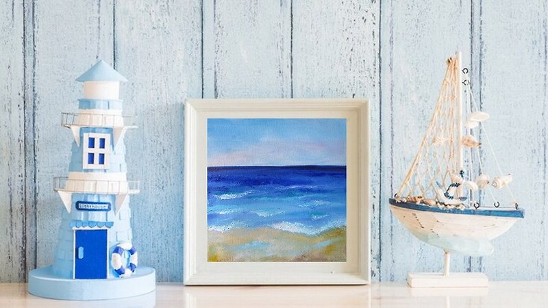 キャンバスに油絵 小型 海景 リビングルーム 装飾 海洋 - ウォールデコ・壁紙 - その他の素材 多色
