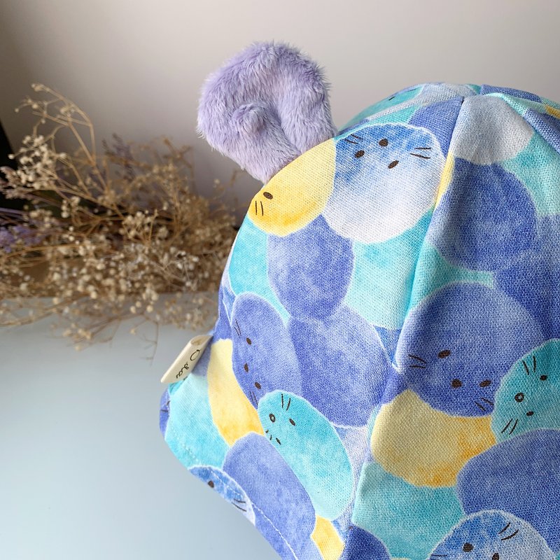 ヘアボアクマ帽子ミエウエギフトボックスバイザーの赤ちゃん帽子漁師の帽子 - 出産祝い用贈物 - コットン・麻 ブルー