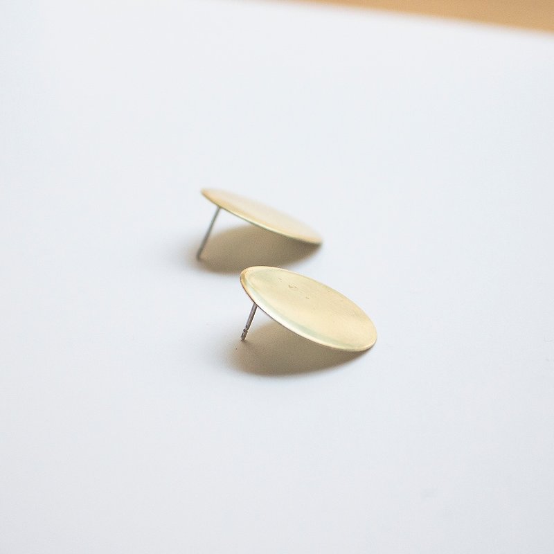 法式耳環 - 簡單點點圓圓銅片耳環/大/可改夾/ 聖誕禮物客製 - 耳環/耳夾 - 銅/黃銅 金色