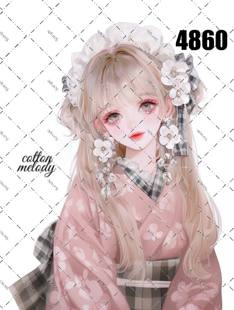 original sticker no.4860 人物ステッカー オリジナルステッカー オリジナル人物ステッカー 装飾ステッカー cotton melody - 貼紙 - 紙 
