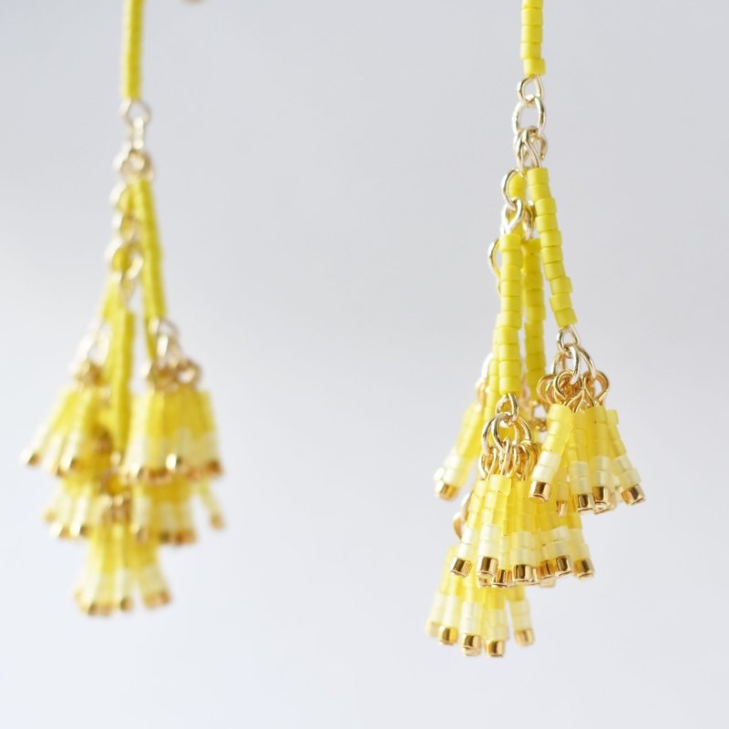 女郎花 (オミナエシ) / gold - 耳環/耳夾/耳骨夾 - 玻璃 