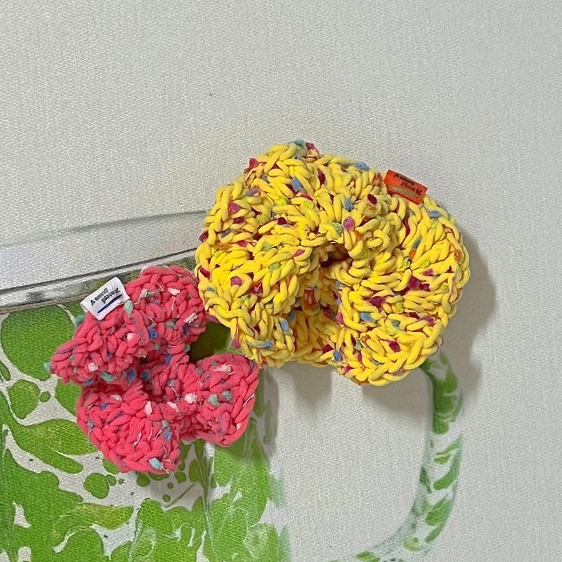 【mini POMPOM】 Handmade Knit Scrunchie by ASPO || colorful, hair tie, accessories - Hair Accessories - Other Materials Multicolor
