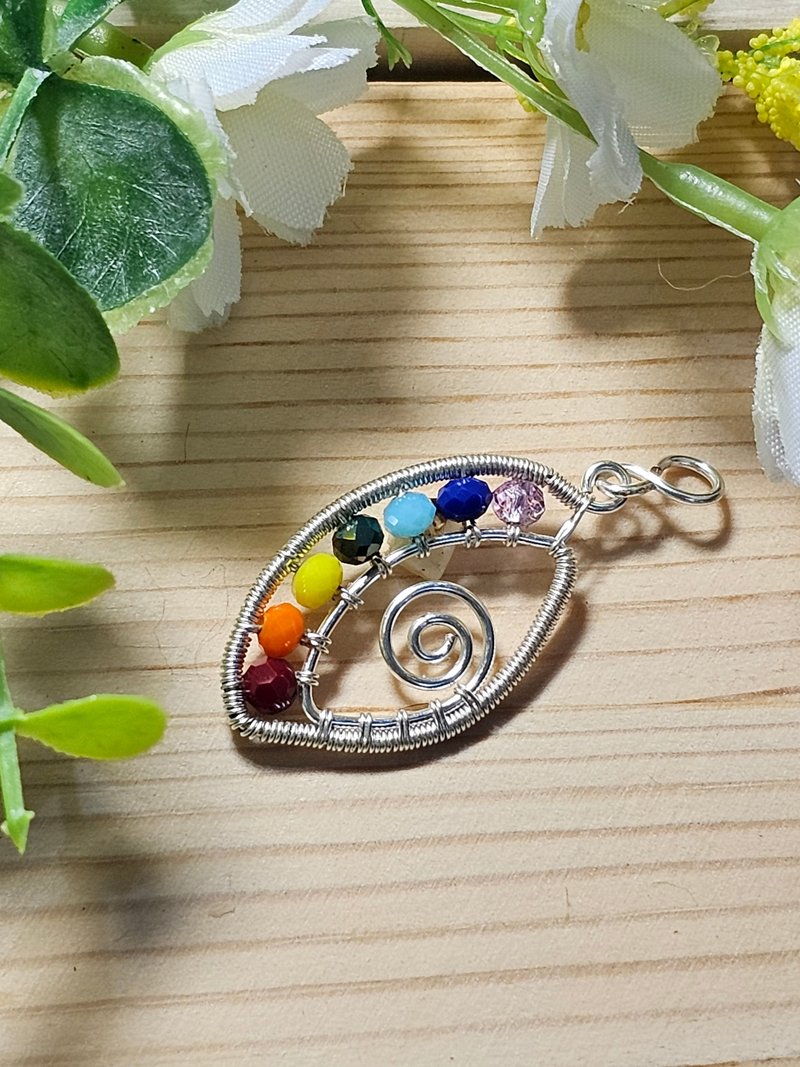 【葉綠舒手作】彩虹之眼 /金屬線編織/節日/禮物/飾品/項鍊 - 項鍊 - 銅/黃銅 多色