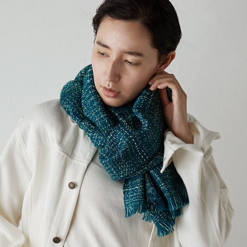 8-color twisted wool scarf-turquoise (limited quantity while stocks last) - Knit Scarves & Wraps - Wool Green