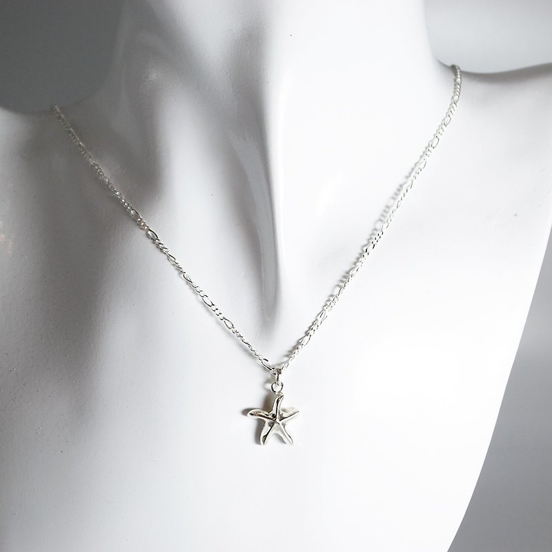zo.craft starfish necklace/925 sterling silver - สร้อยคอ - เงินแท้ สีเทา