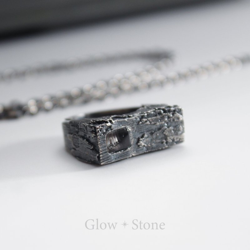 GLOWSTONE pure black and black Silver titanium design ring - แหวนทั่วไป - คริสตัล สีเทา