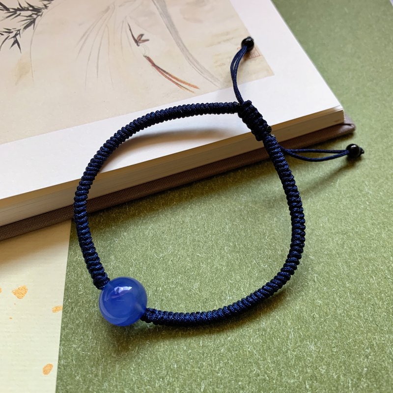 售完供欣賞//手作 遊星記。天然10mm藍瑪瑙金剛結編織手繩 - 手鍊/手環 - 水晶 藍色
