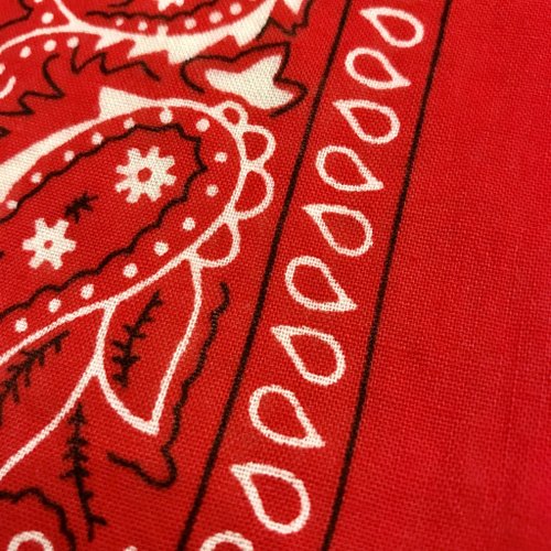 TAKAHIROMIYASHITA コットンバンダナ ネイビー/レッド ヴィンテージレッドコットンペイズリーバンダナレッドアメーバ