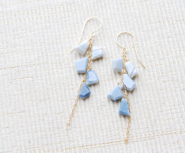 14kgfカラーオパールスライスカットピアス/イヤリング コッパーオパール １粒ピアス 14kgf | iichi 日々の暮らしを心地よく