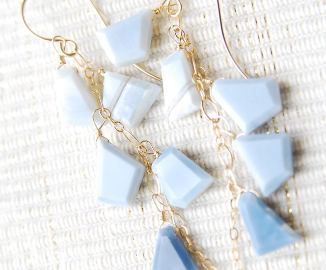 14kgfカラーオパールスライスカットピアス/イヤリング コッパーオパール １粒ピアス 14kgf | iichi 日々の暮らしを心地よく