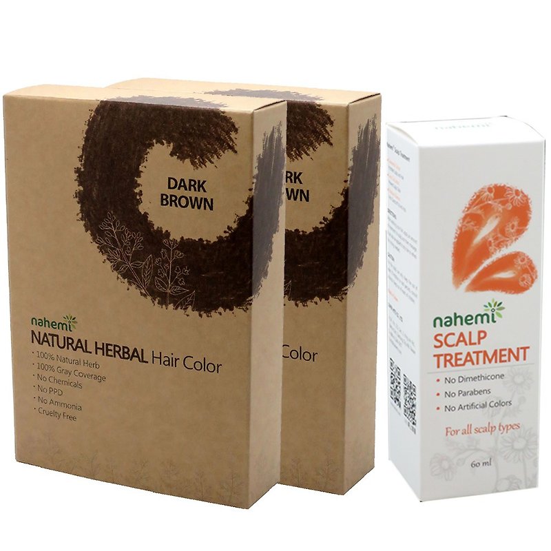 [Recommended combination] Nahemi herbal color-enhancing hair care powder | coffee black x2 + scalp conditioning x1 - อื่นๆ - วัสดุอื่นๆ 