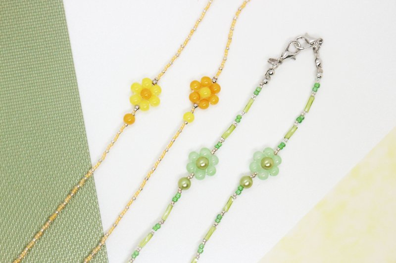 Glasses chain, mask chain/flower language series-fruit green / double yellow - Face Masks - Glass 