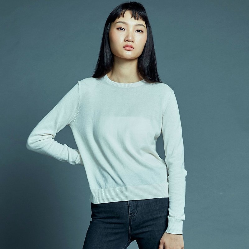 Latte - soft knitted sweater for women - สเวตเตอร์ผู้หญิง - ผ้าฝ้าย/ผ้าลินิน ขาว