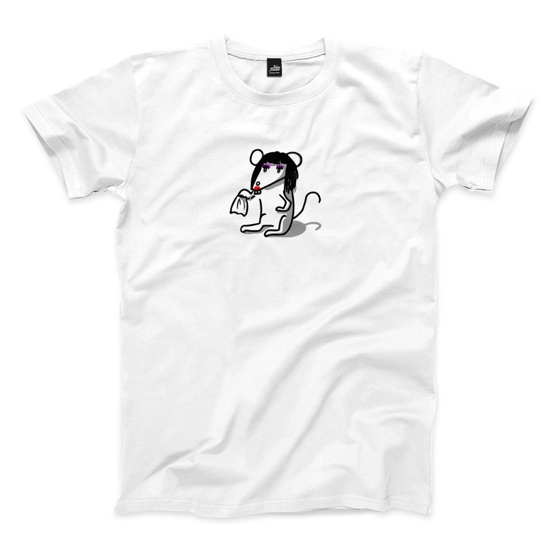 おばさんマウス-ホワイト-ユニセックスTシャツ - Tシャツ メンズ - コットン・麻 ホワイト