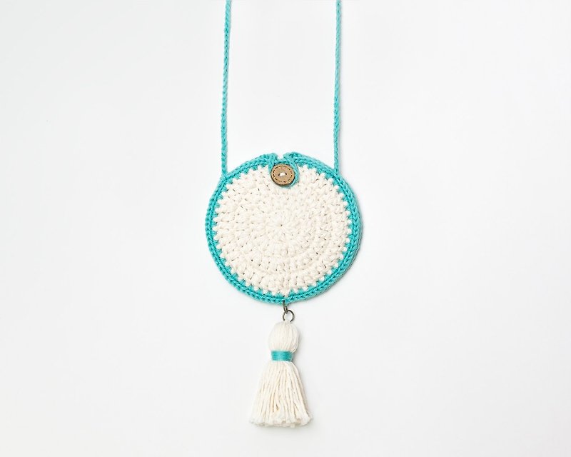 Dream Catcher Crocheted Strap Necklace / Blue - Coin Purses - Cotton & Hemp Blue