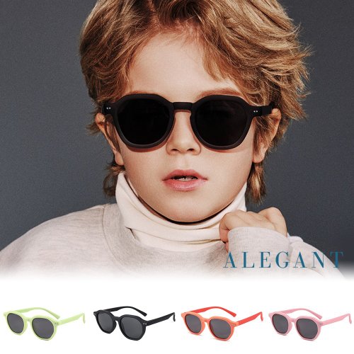 ALEGANT 時尚墨鏡│濾藍光眼鏡 休閒時尚運動輕量矽膠彈性兒童太陽眼鏡│UV400小孩墨鏡-4色任選