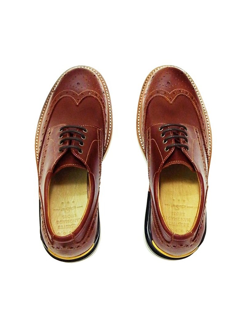 Manufacturing Chainloop SCOT carved Oxford shoes cushion insole sports outsole Taiwan brown cowhide leather uppers - รองเท้าลำลองผู้ชาย - หนังแท้ 