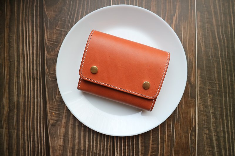 芸術と小さな|スペルカラーダークブラウン野菜日焼けレザー手縫い多層財布財布 - 財布 - 革 多色