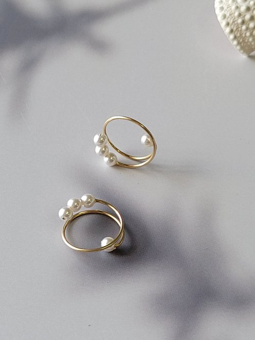One N Only Jewelry 【母親節禮物】圓型水晶珍珠無痛14Kgf注金無痛耳夾耳環