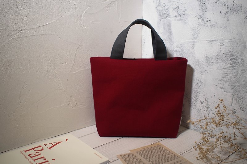 Pastoral series tote bag/tote bag/handmade canvas bag/vintage red/in pre-order - Handbags & Totes - Cotton & Hemp Red