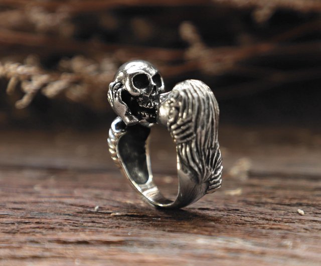 Mens silver deals skull rings