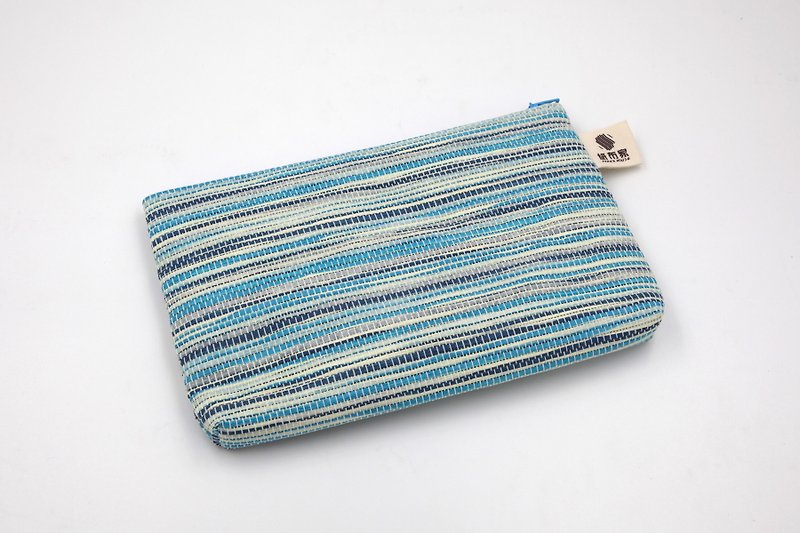 [Paper cloth home] Paper thread woven cosmetic bag corrugated blue - Toiletry Bags & Pouches - Paper Green