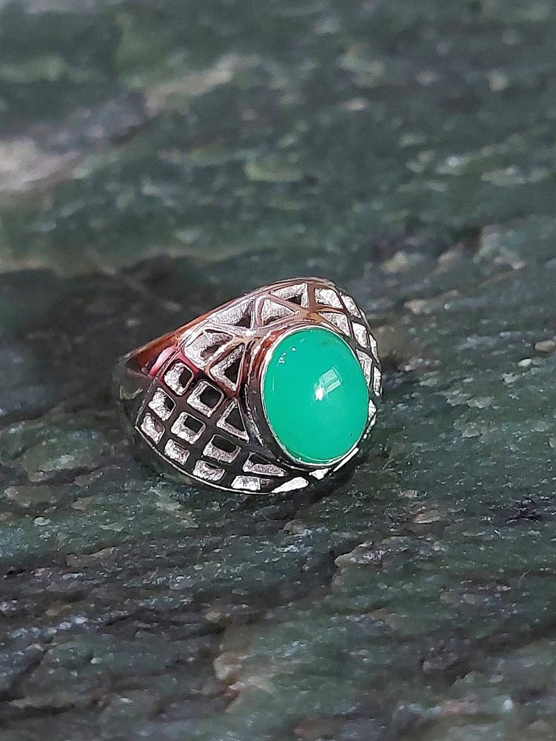 Light jewelry and jade | Plaid fashionable Australian jade men's ring - General Rings - Jade 