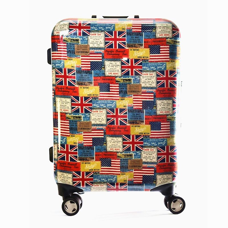 British American Flag Style-Hand-printed Fashionable Aluminum Frame 20-inch Luggage/Travel Case - กระเป๋าเดินทาง/ผ้าคลุม - อลูมิเนียมอัลลอยด์ 