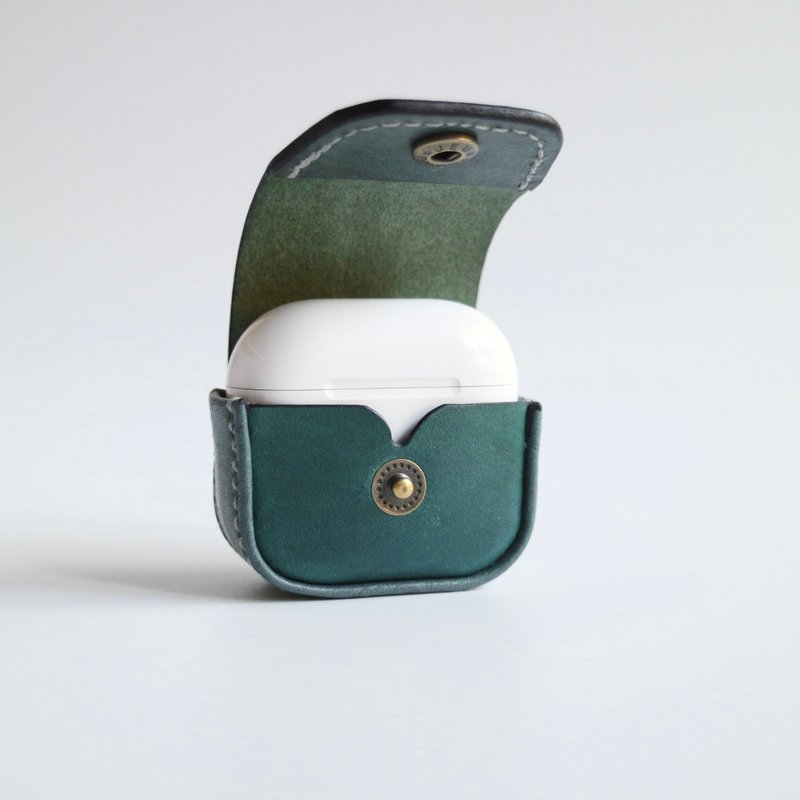 AirPods 4 皮革保護套 保護殼 收納皮套 ----熱帶海洋 - AirPods/耳機保護套 - 真皮 藍色