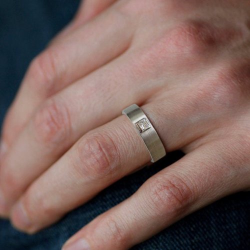 PT950シンプル シルバーリング 15# Homxi Men Wedding Rings PT950 Platinum,Classic 4 Prong 0.14