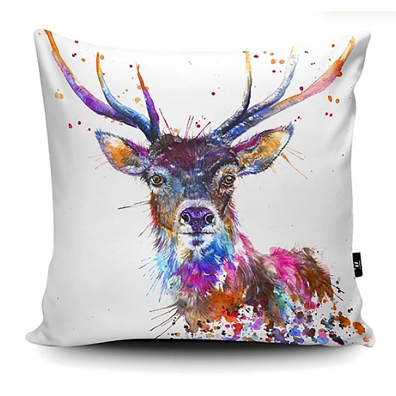 WRAPTIOUS/handmade pillow/splashed rainbow stag - หมอน - หนังเทียม หลากหลายสี