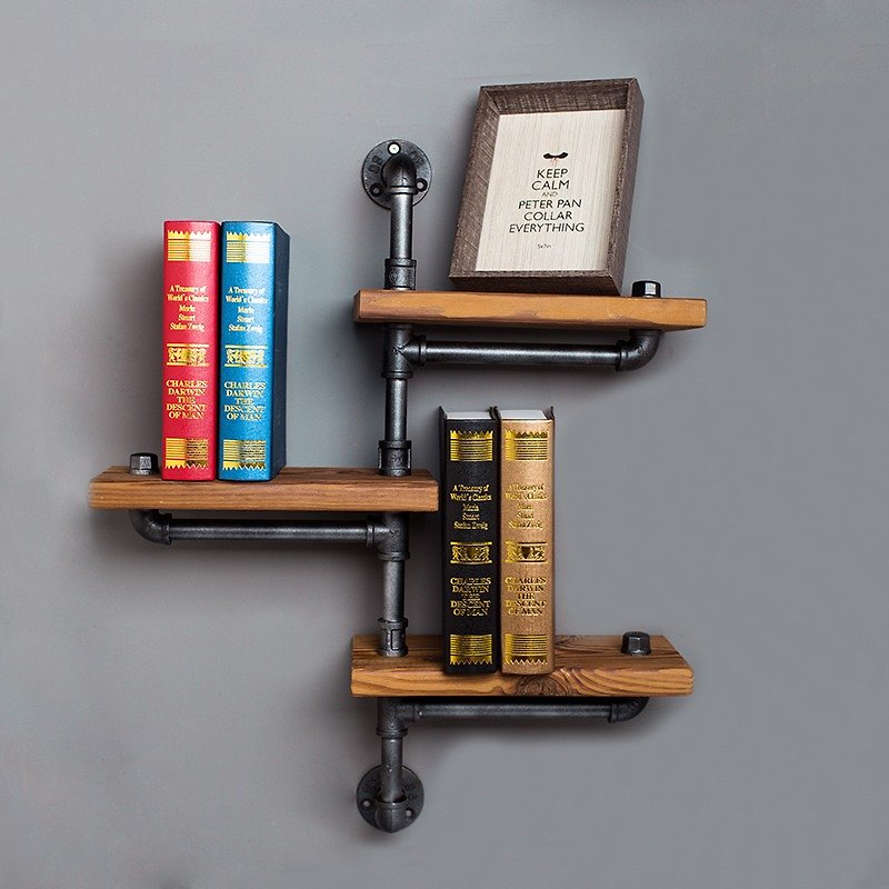loft American industrial feng shui pipe rack wall decoration bookshelf pot rack - ชั้นวาง/ตะกร้า - โลหะ 