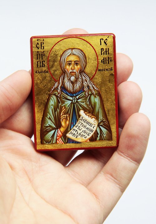 Orthodox small icons hand painted orthodox wood icon Saint reverend Herman of Alaska miniature art