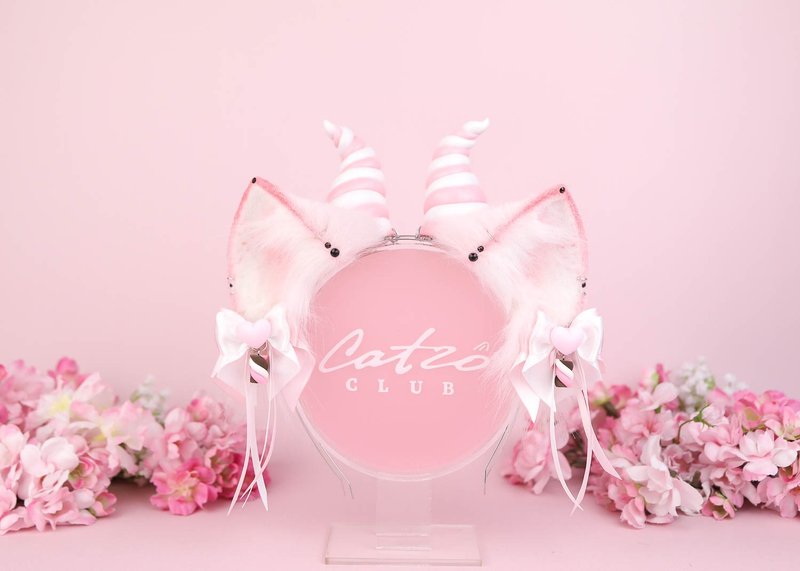 Marshmallow Kitten Ears Faux Fur Ears - 髮夾/髮圈 - 其他人造纖維 粉紅色