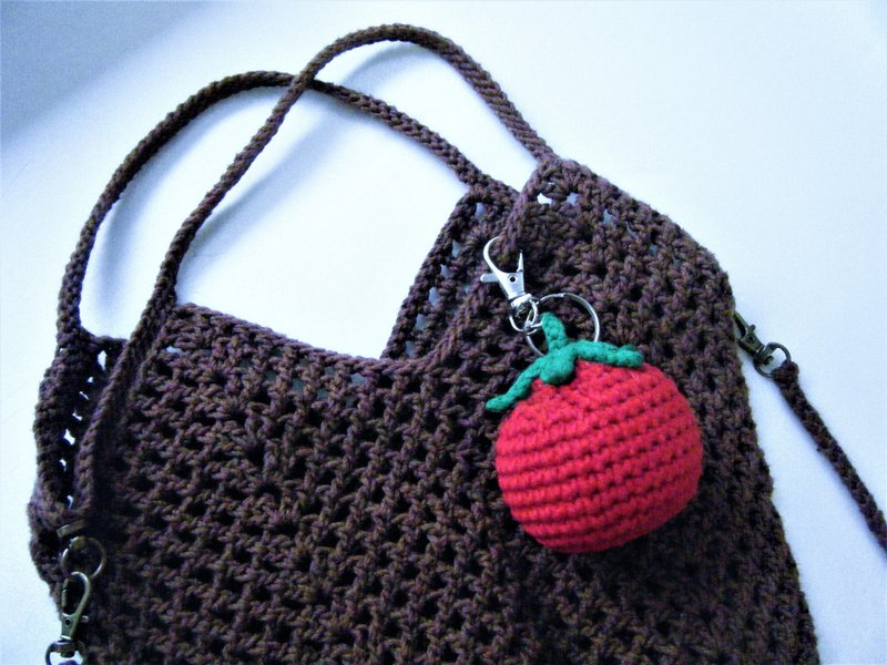 Tomato key ring charm bag charm - ที่ห้อยกุญแจ - วัสดุอื่นๆ สีแดง