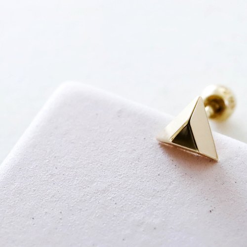 岱姍珠寶xEliz. 轉珠 14K 黃K金 立體三角形耳環 鎖珠耳環